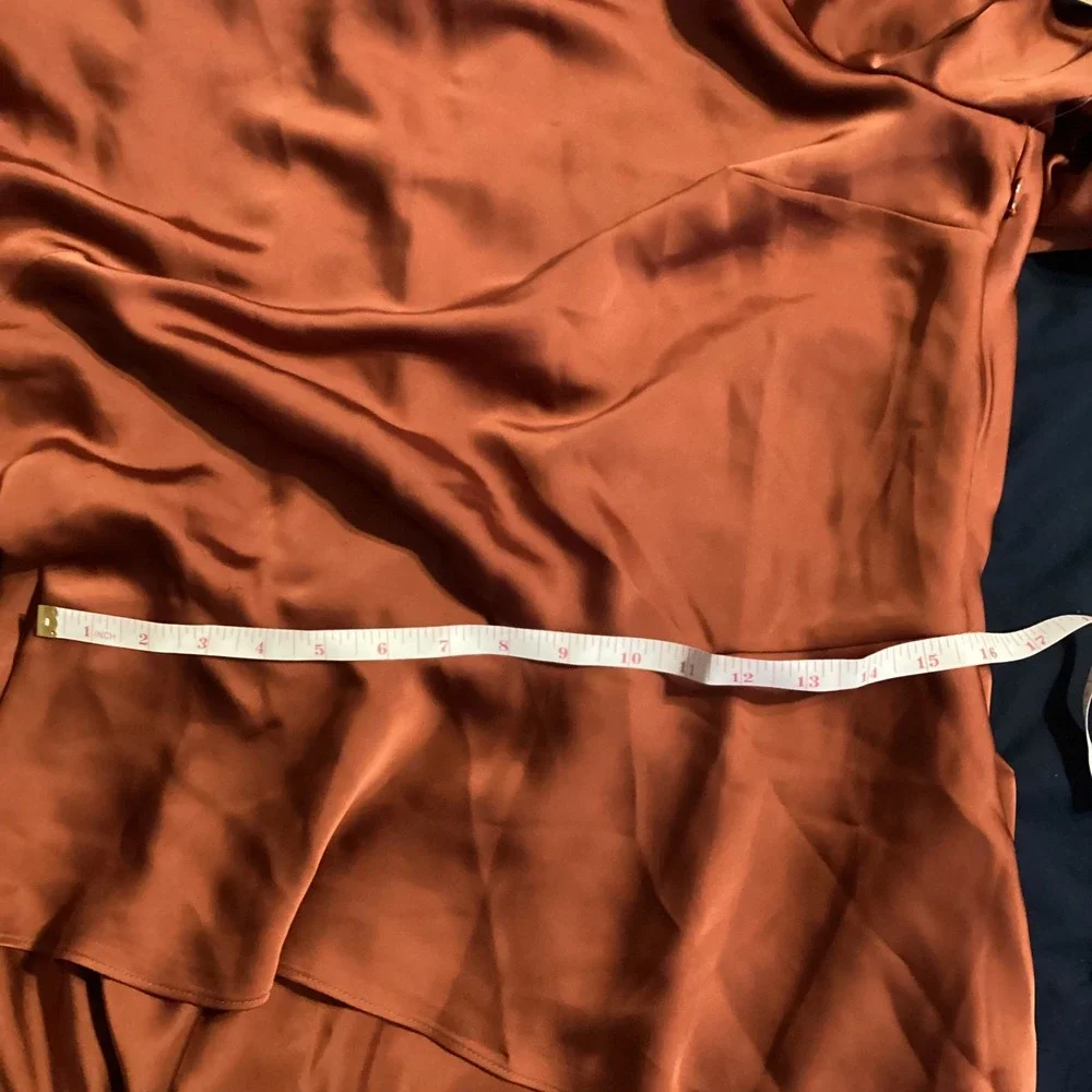 Few Moda Satin Open Back‎ Peplum Maxi Dress Burnt Orange Long Bell Sleeve Formal